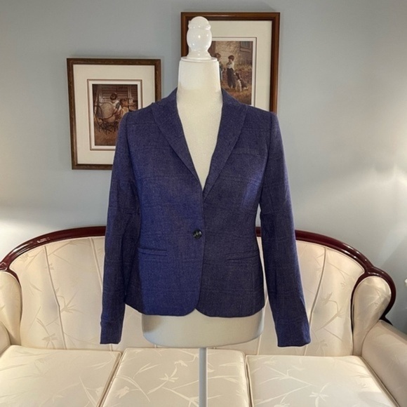 Banana Republic Purple Wool Blend Lined Blazer Size 0 Petite - Picture 8 of 9